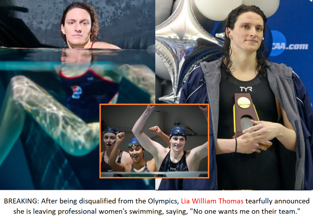 BREAKING: After being disqualified from the Olympics, Lia William Thomas tearfully announced she is leaving professional women’s swimming, saying, “No one wants me on their team.” see more… vannguyen